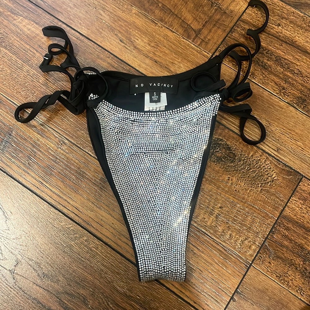 Rhinestone black bikini bottom size small